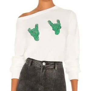 NWT WILDFOX Sweatshirt Couture Rock On Saguaro Cactus Ivory Super Soft